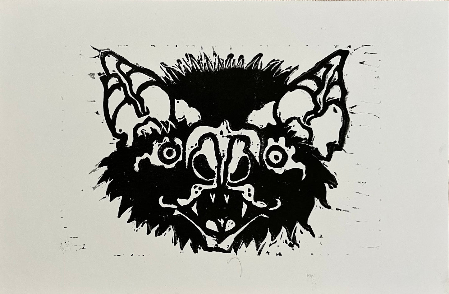 Vampire Bat linocut print