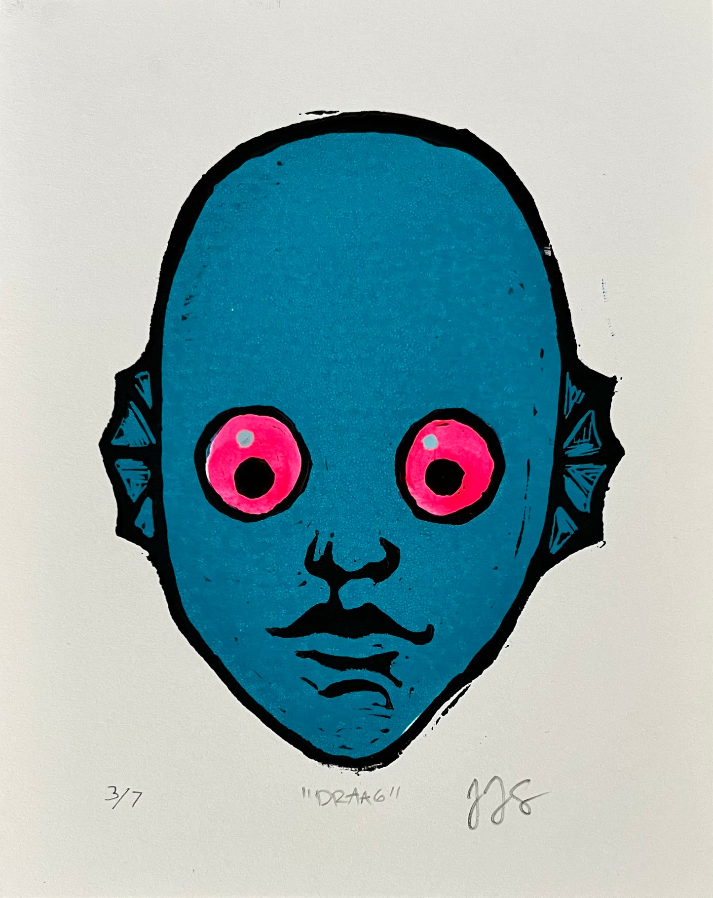 Fantastic planet Sci Fi LinoCut